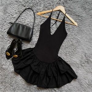 Zara Black Ruffled Mini Dress